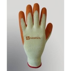 Guantes G13 Jersey Algodón Poliester Baño Látex Rugoso Dorso Ventilado - T/10 - Art. L1002B.- Marca Gamisol.