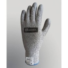 Guante Tejido S/Costura Anticorte De Dyneema. – Marca Gamisol. Nivel 5 Al Corte Por Cuchilla. Pu1002C5. Talle 8