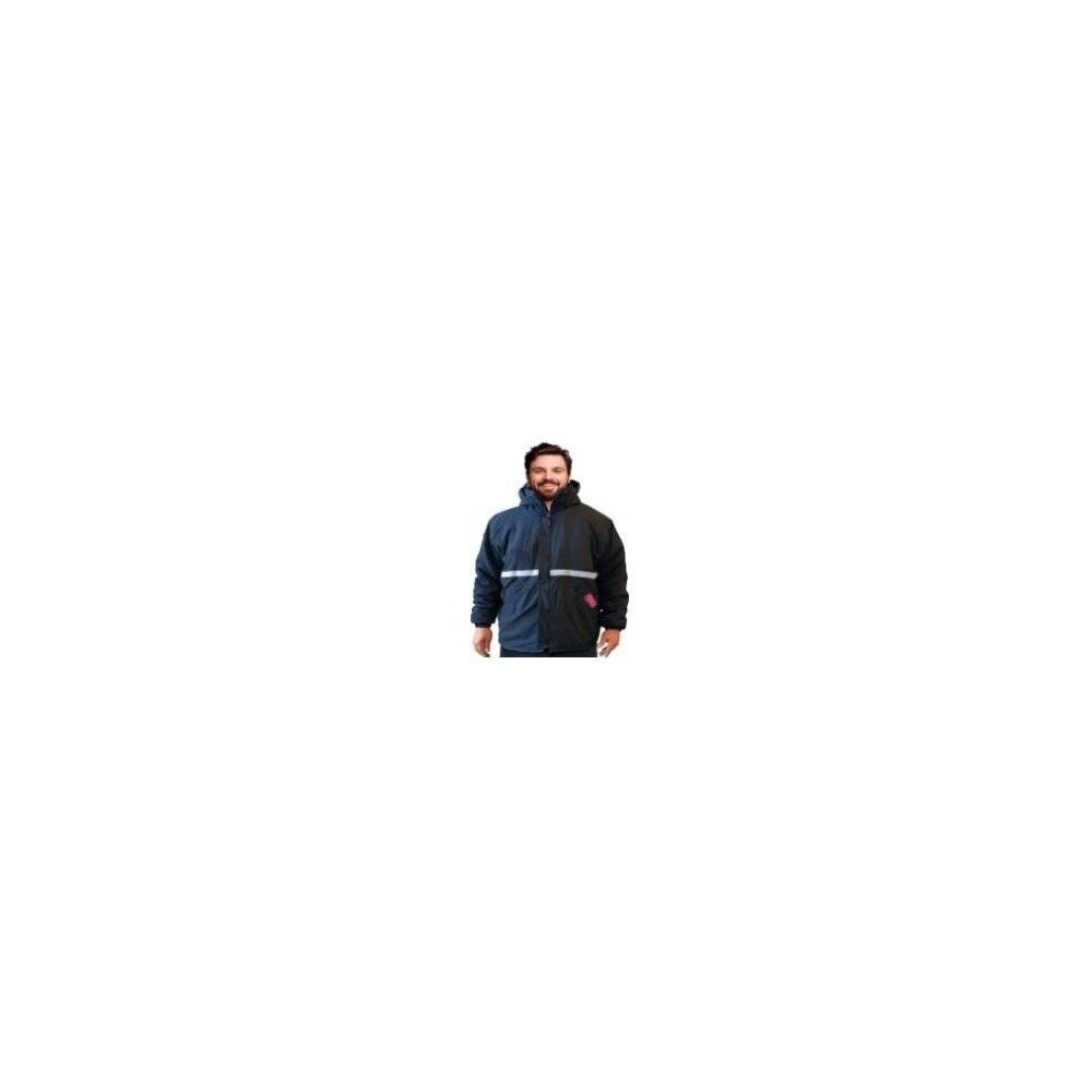 Campera Ignifuga C/ Bandas Reflectivas – 88% Alg. Retar./ 12% Poliamda - Azul Francia - 6.80 Oz/ Yd2 - Modelo Jupiter - Marca