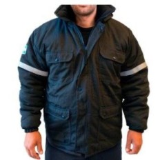 Campera Ignifuga C/Ref. Y Capucha Desmontable – 100% Algodón Retar. - Azul Marino - 6.80 Oz/ Yd2 Tela Cedrotech - Modelo Cteh