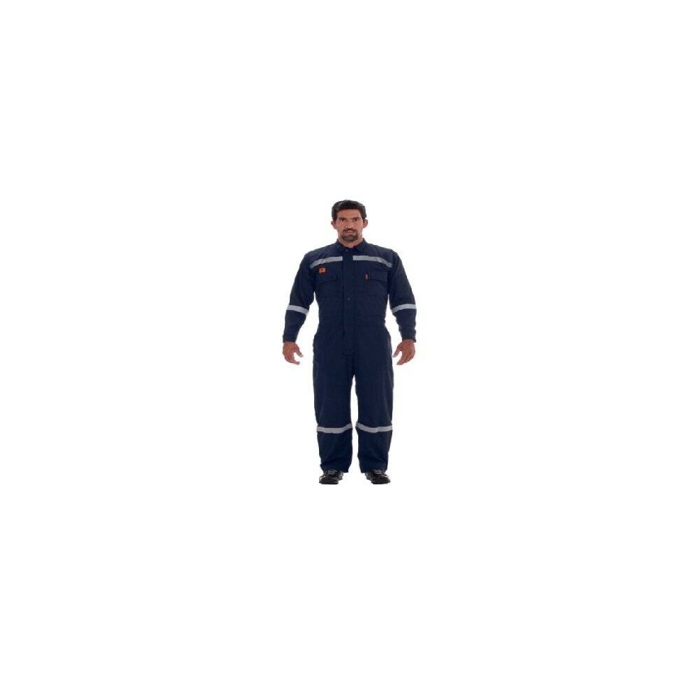 Mameluco Ignifugo C/ Bandas Reflectivas – Mod. 60%/Alg. 38%/Antiestatico/2%. Gris Claro - 8 Oz/ Yd2 - Modelo Mod. 180 - Marca