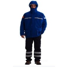 Campera Ignifuga Parka C/ Bandas Reflectivas – Mod. 60%/Alg. 38%/Antiestatico /2%. - Gris Claro - 8 Oz/ Yd2 - Modelo Mod. 180