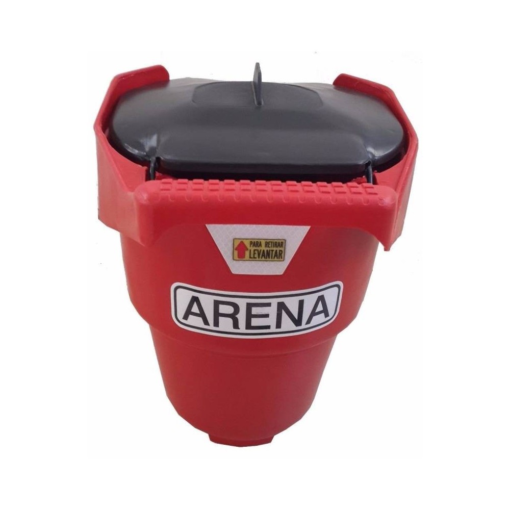 Balde Para Arena Plastico - Con Tapa - Manija Fija - Color Rojo - Con Reflectivo Y Calco. Art. 09806 -