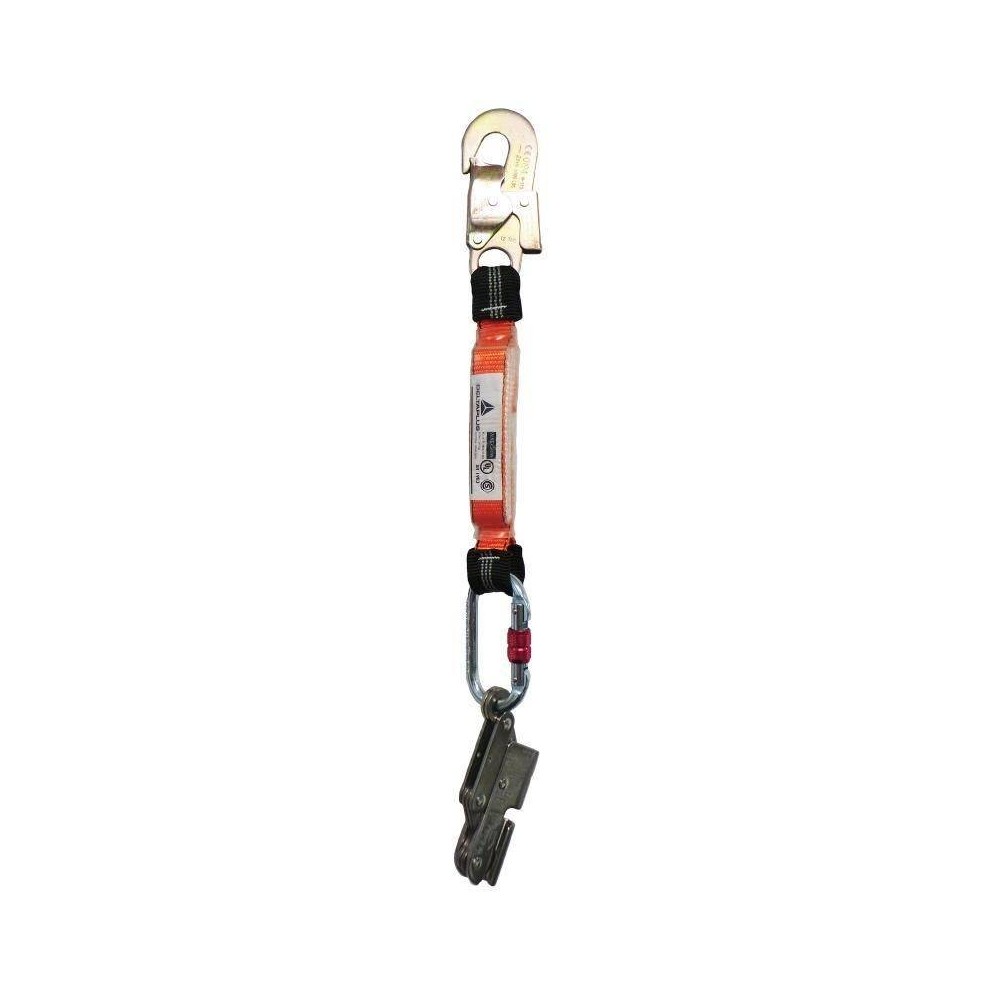 Salva Caida De Acero Inoxidable Para Cable De Acero De 8 Mm. Con Prolongador De Cinta De 25 Mm. Y Mosqueton De 18 Mm -