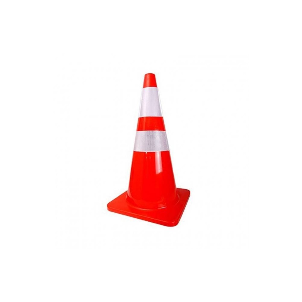 Cono Naranja De Pvc Semirigido – 75 Cm Altura - Base De 35 X 35 Cm Peso 1 3 Kg. - Una Sola Pieza. 1 Banda Reflectiva.