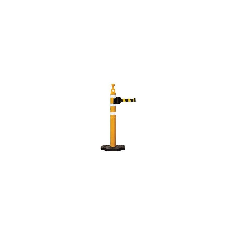 Ordenador De Fila - Columna De Polietileno Semirígido - Base Octogonal Maciza De Pvc. - Cinta Autoenrollable De 200 Cm. - Con