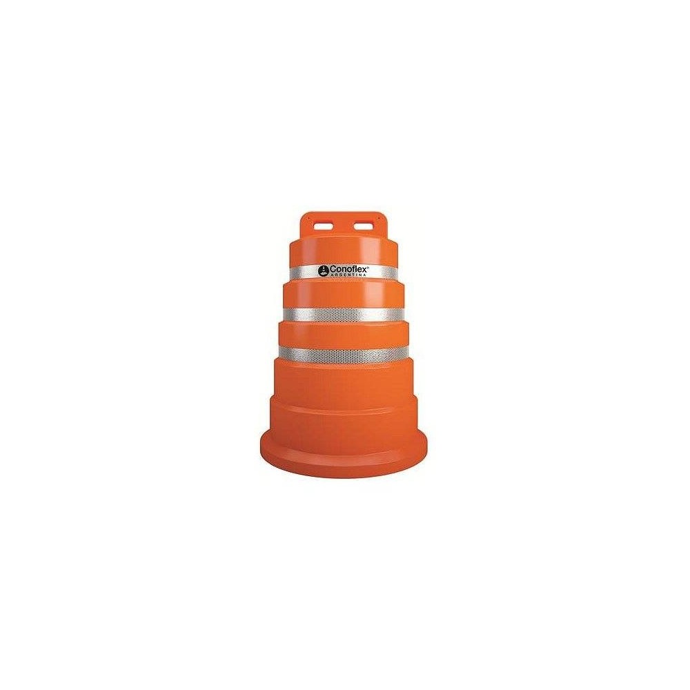 Tambor Naranja De Polietileno Semirígido (Pemd). Una Sola Pieza. Con Reflectivo - Altura: 98 Cm. - Base: Ø 70 Cm. - Peso: 9 Kg.