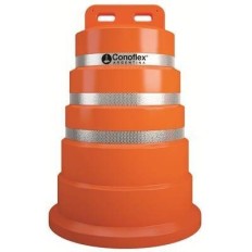 Tambor Naranja De Polietileno Semirígido (Pemd). Una Sola Pieza. Sin Reflectivo - Altura: 98 Cm. - Base: Ø 70 Cm. - Peso: 9 Kg.